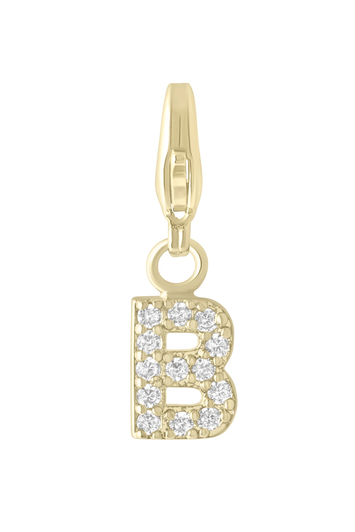 Electric Picks initial charm B, gold tone with crystal rhinestones