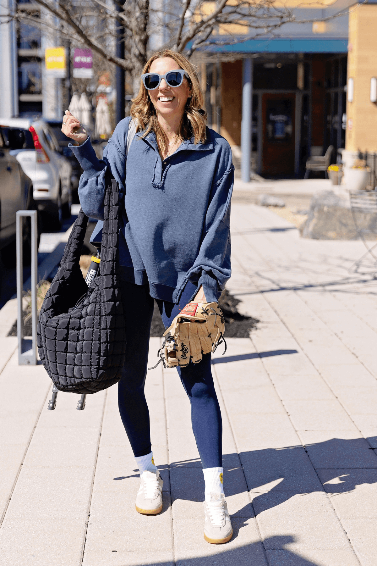 Never Better crop cami in dark navy, V-neck with thin straps