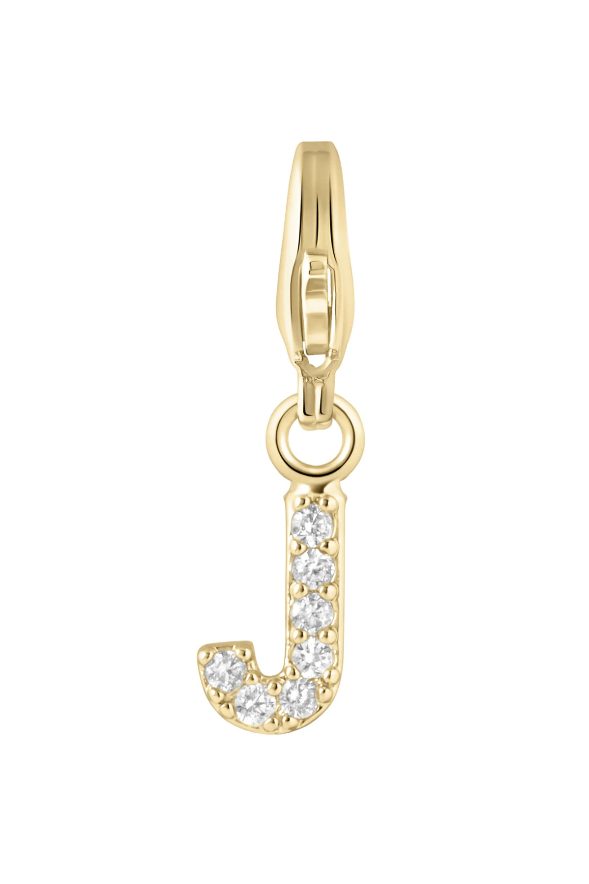 Electric Picks initial charm J, gold tone with crystal rhinestones