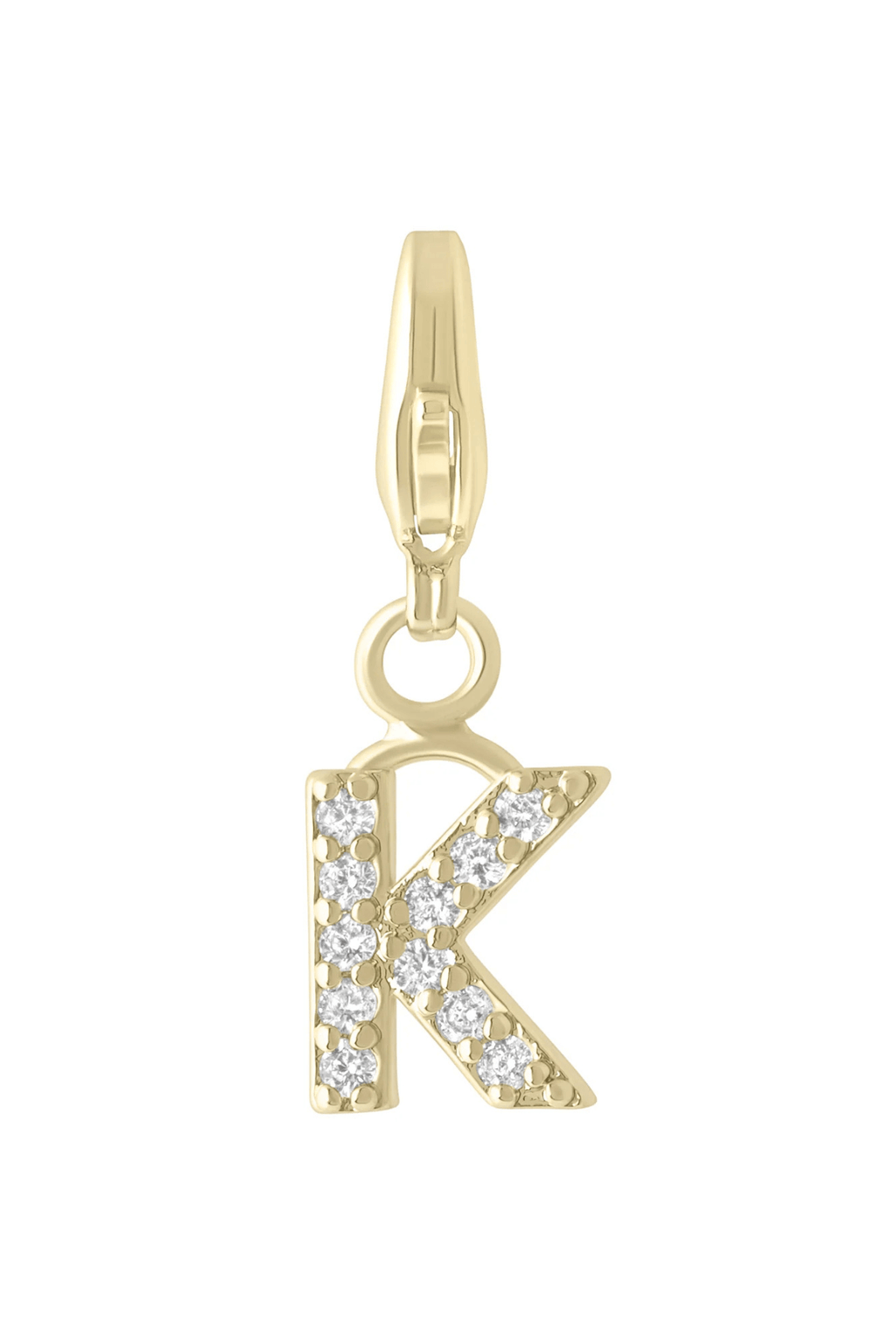 Electric Picks initial charm letter K in gold tone with sparkling crystal accents