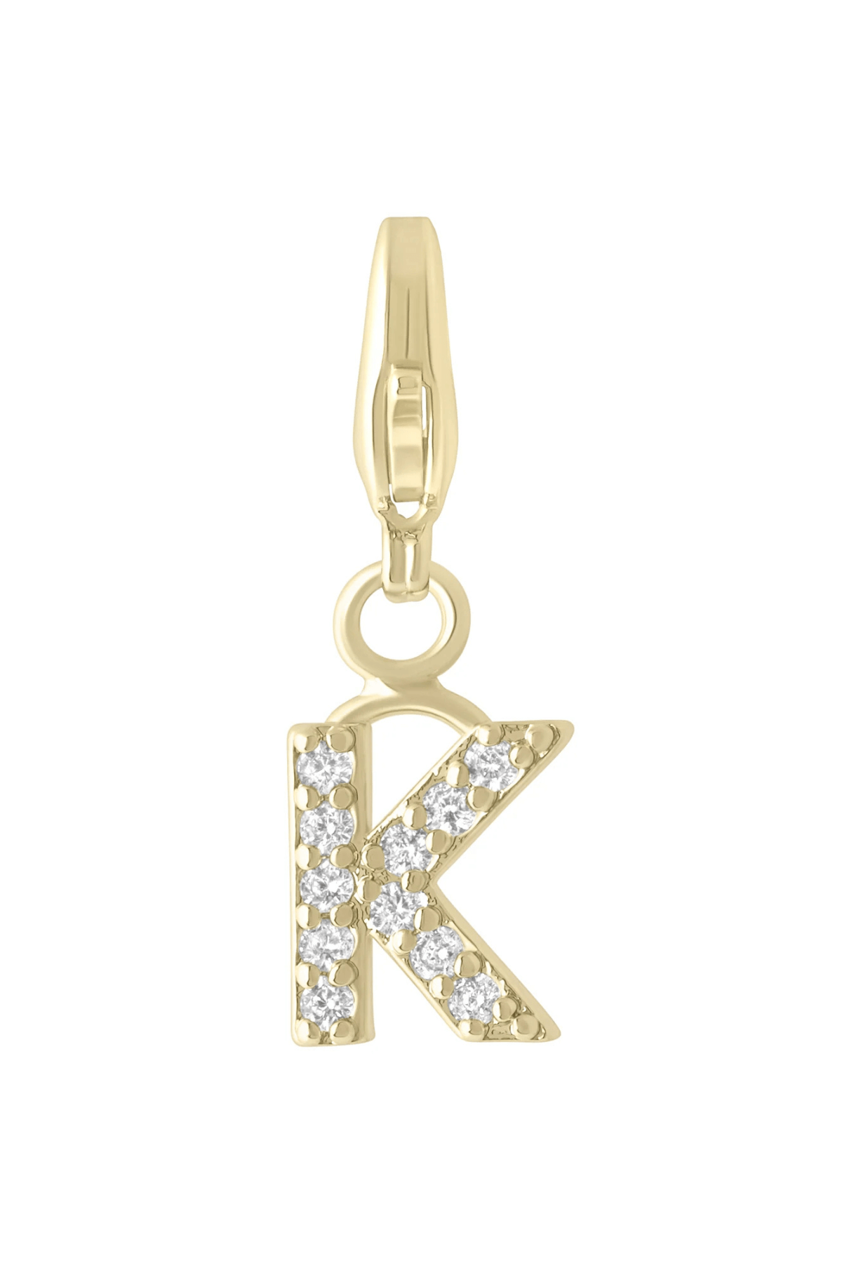 Electric Picks initial charm letter K in gold tone with sparkling crystal accents
