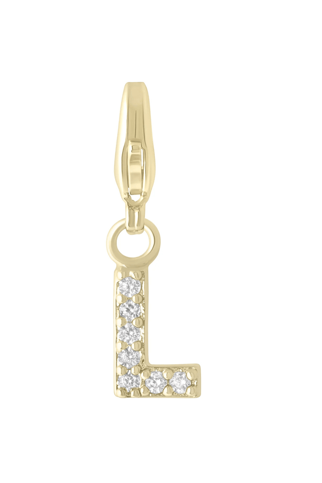 Electric Picks initial charm letter L in gold tone with sparkling crystal accents