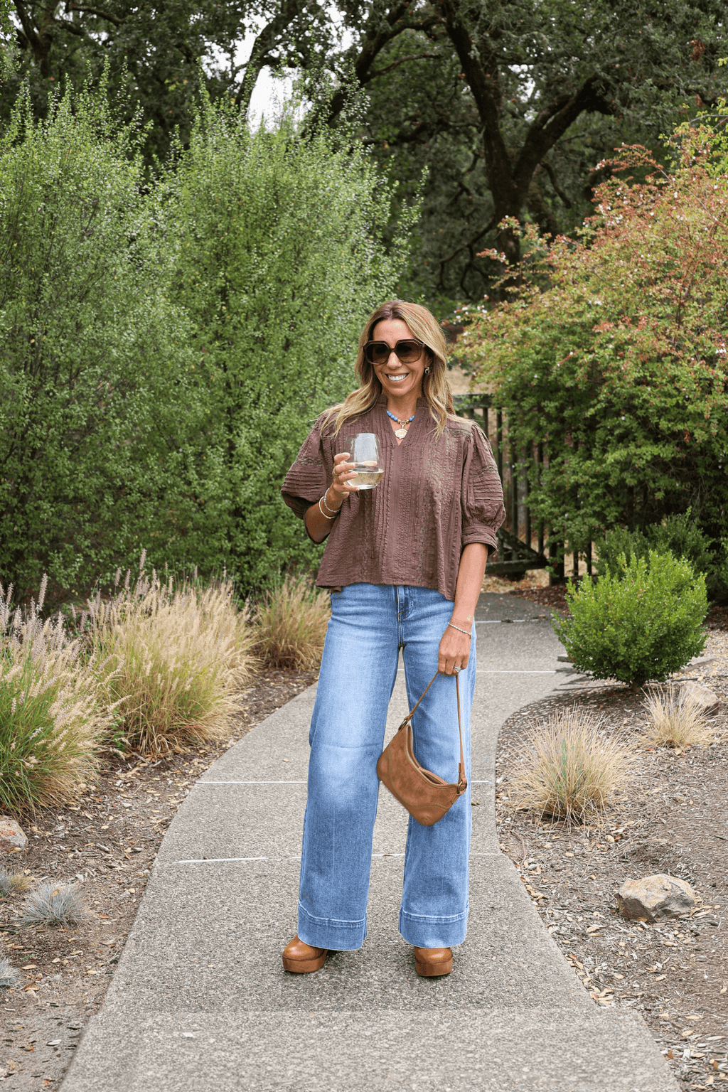 Women’s brown leather wedge clogs with chunky sole