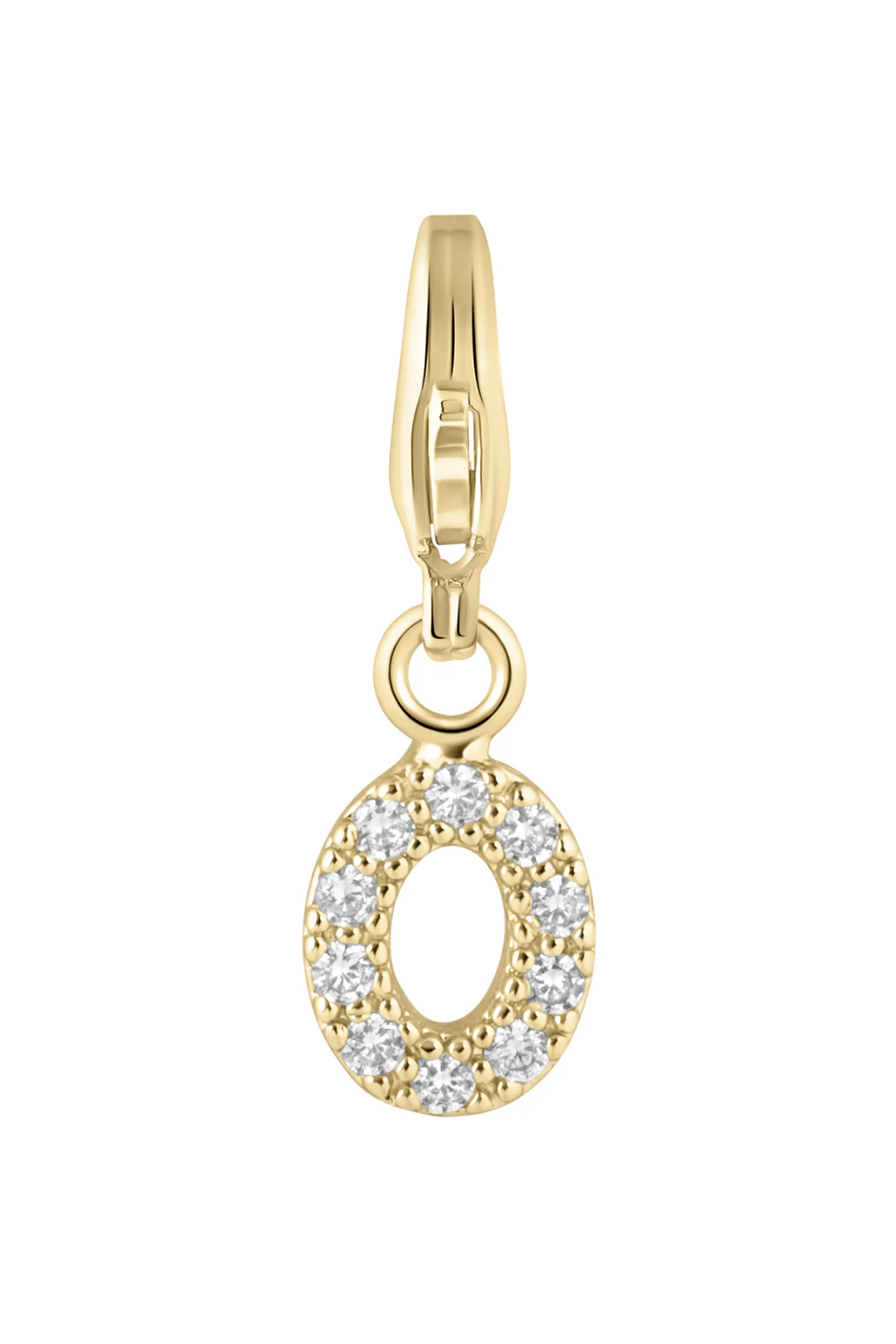 Electric Picks initial charm letter O in gold tone with sparkling crystal accents
