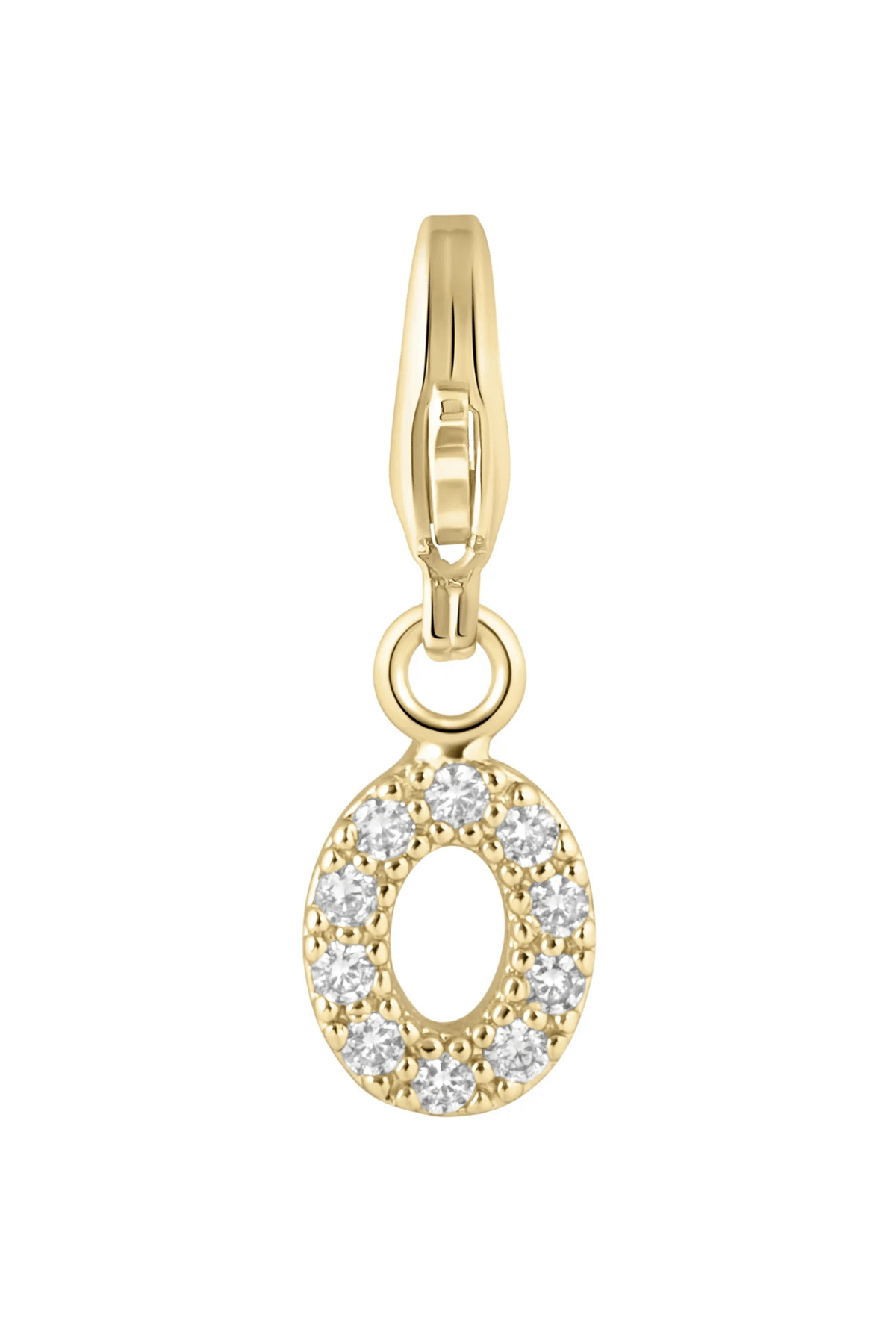 Electric Picks initial charm letter O in gold tone with sparkling crystal accents