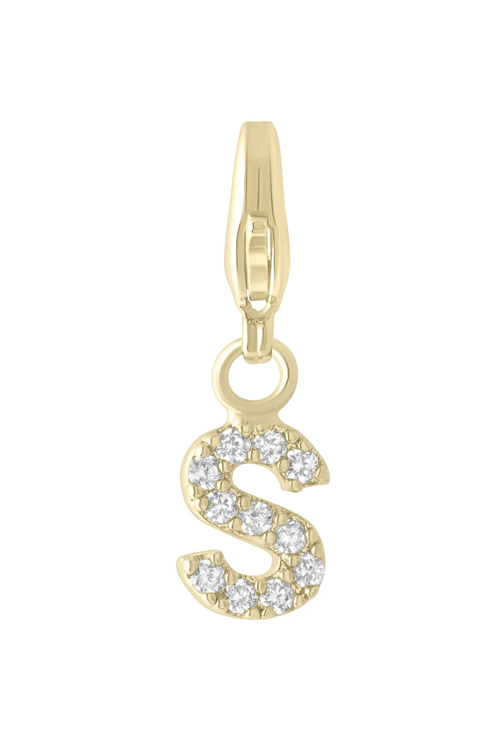 Electric Picks initial charm letter S in gold tone with sparkling crystal accents