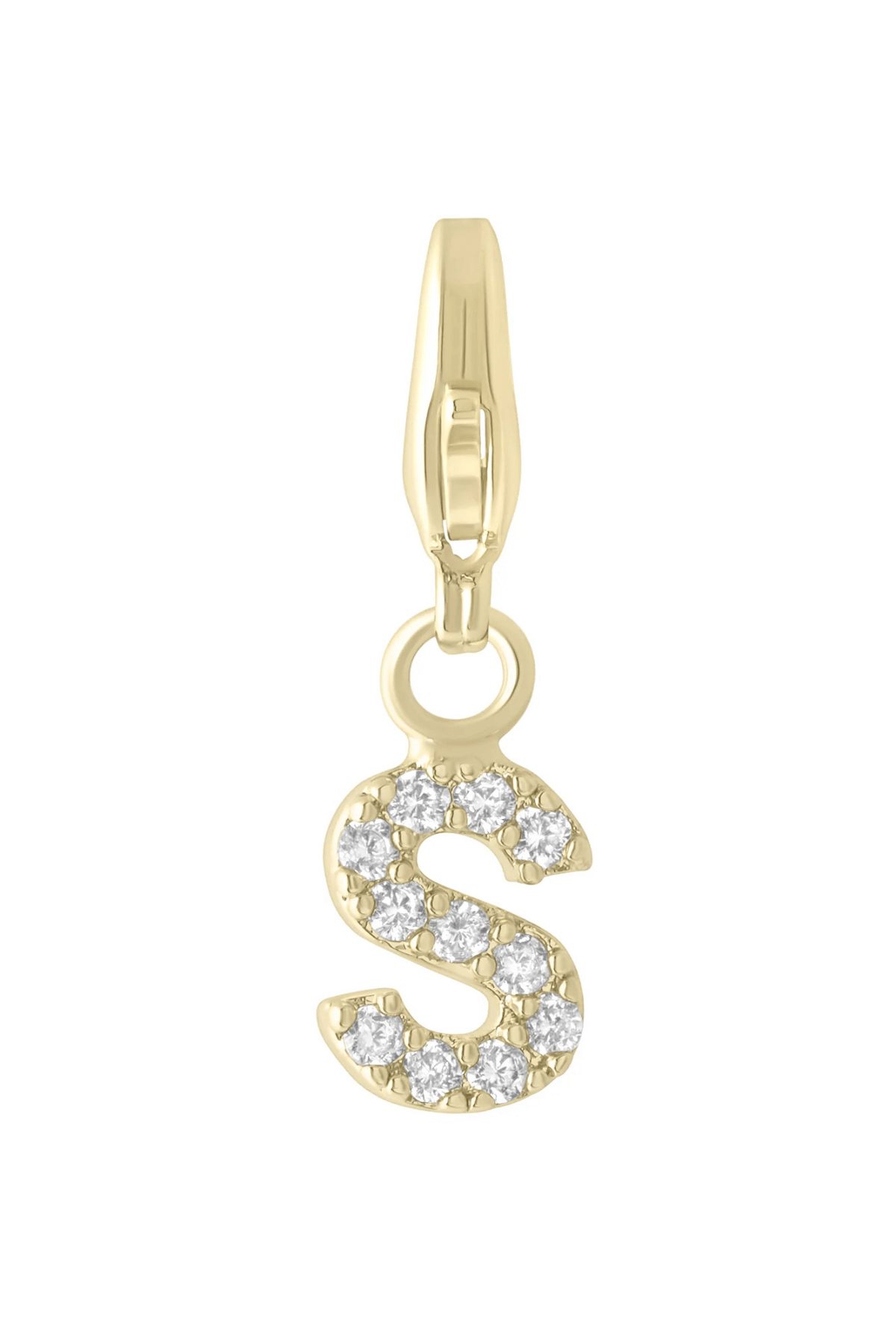 Electric Picks initial charm letter S in gold tone with sparkling crystal accents