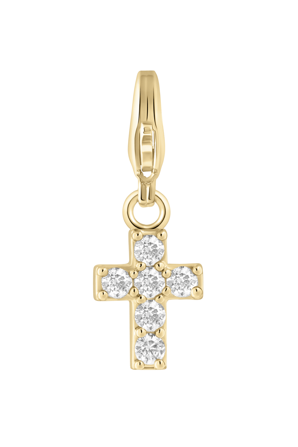 Gold-tone cross charm with glittering crystal accents