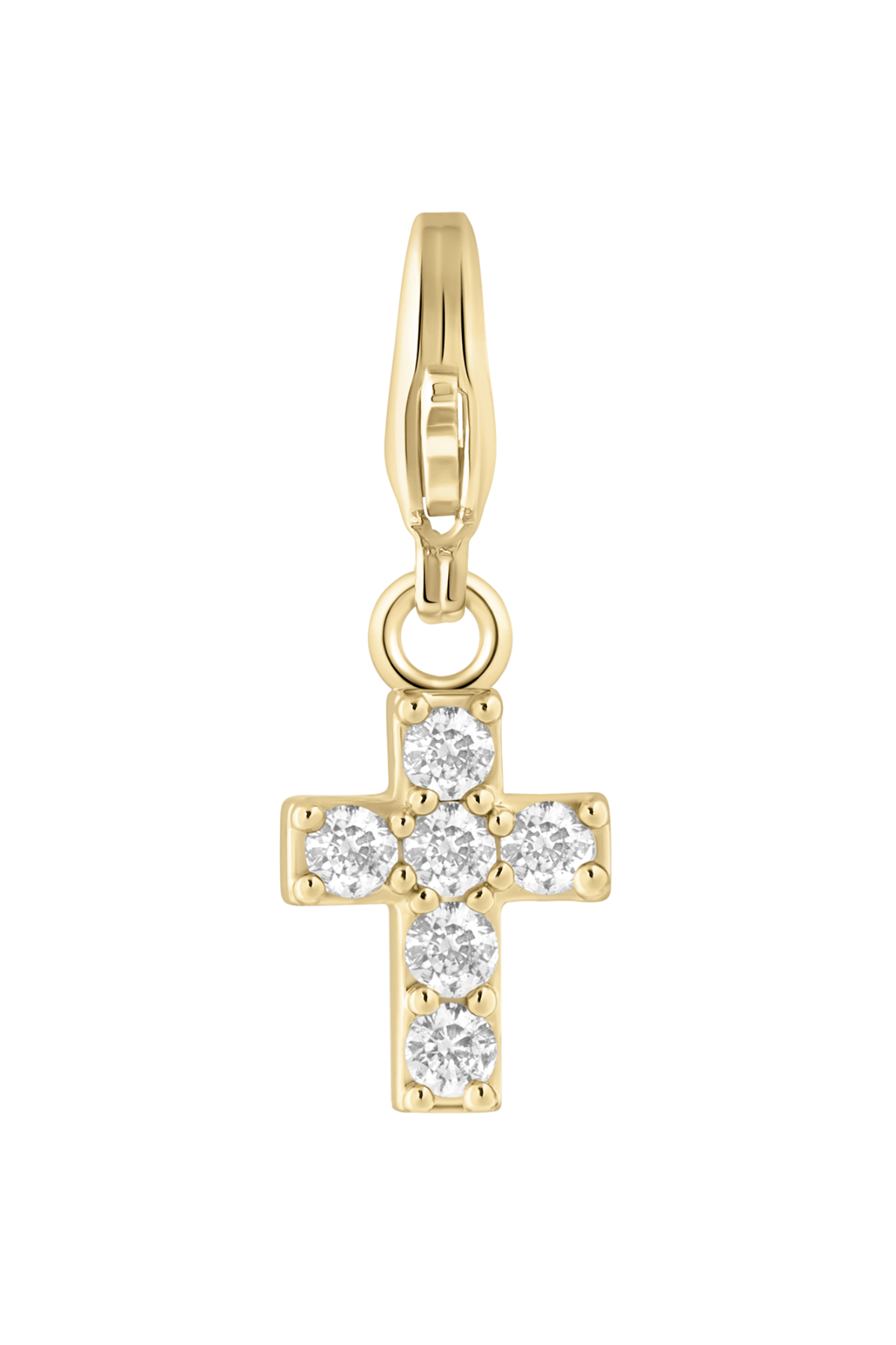 Gold-tone cross charm with glittering crystal accents