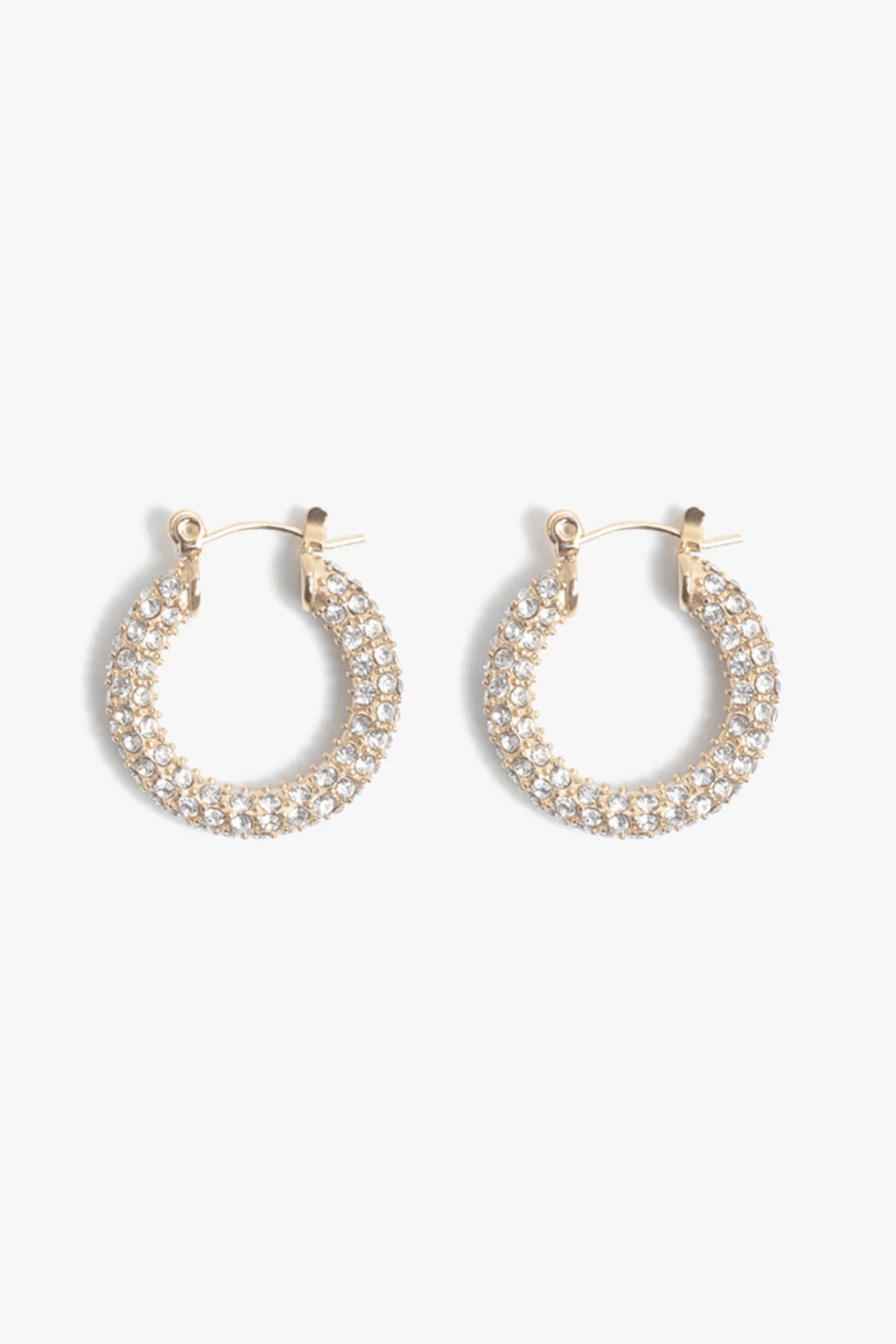 Marrin Costello Audrey gold hoop earrings with clear stones