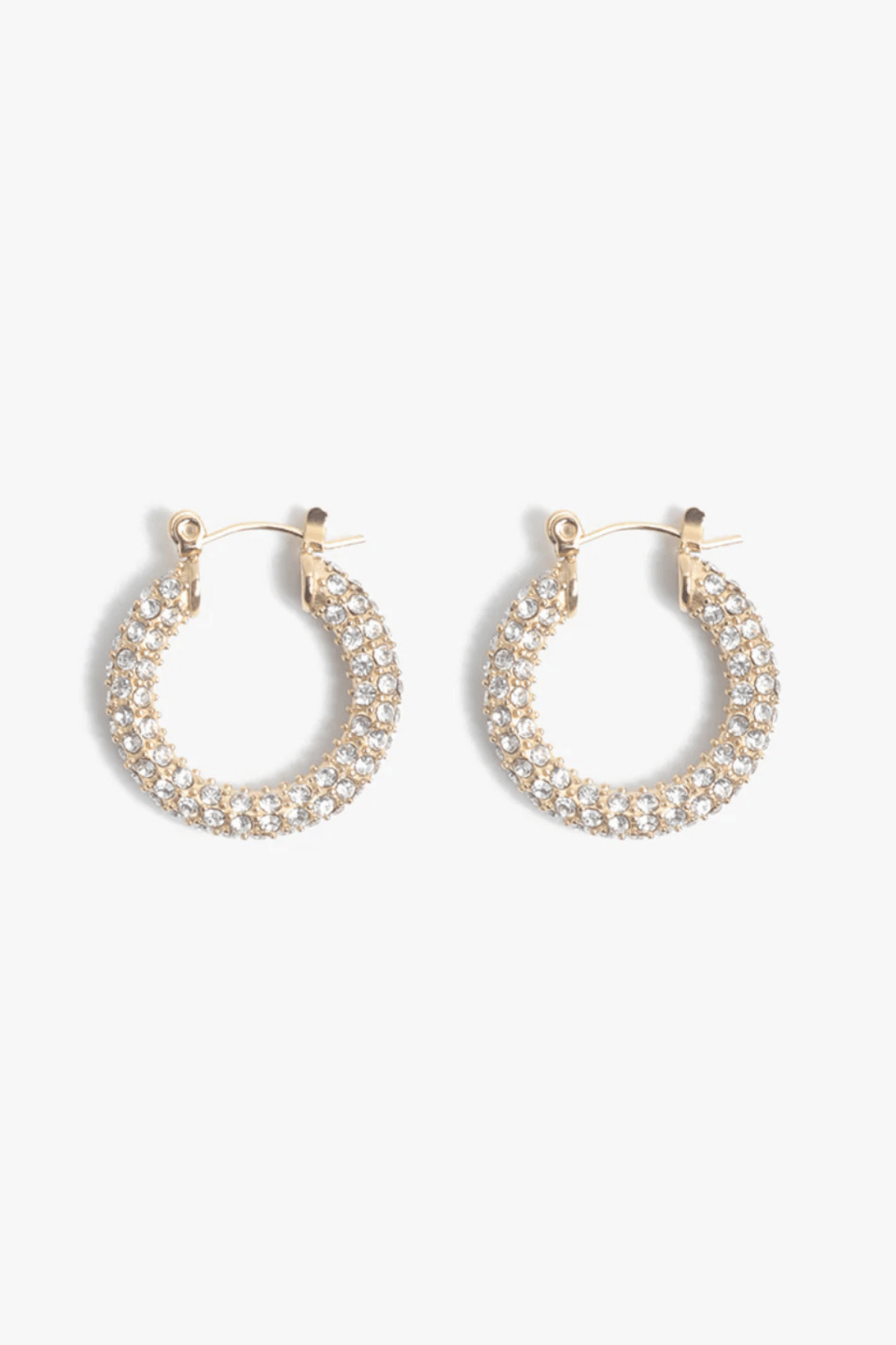 Marrin Costello Audrey gold hoop earrings with clear stones