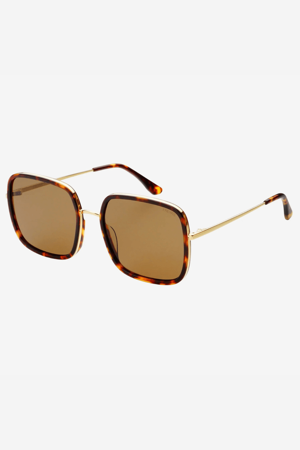 Square sunglasses in dark tortoise with brown gradient lenses and gold-tone temples