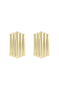 Gold textured hoop earrings with vertical ridges
