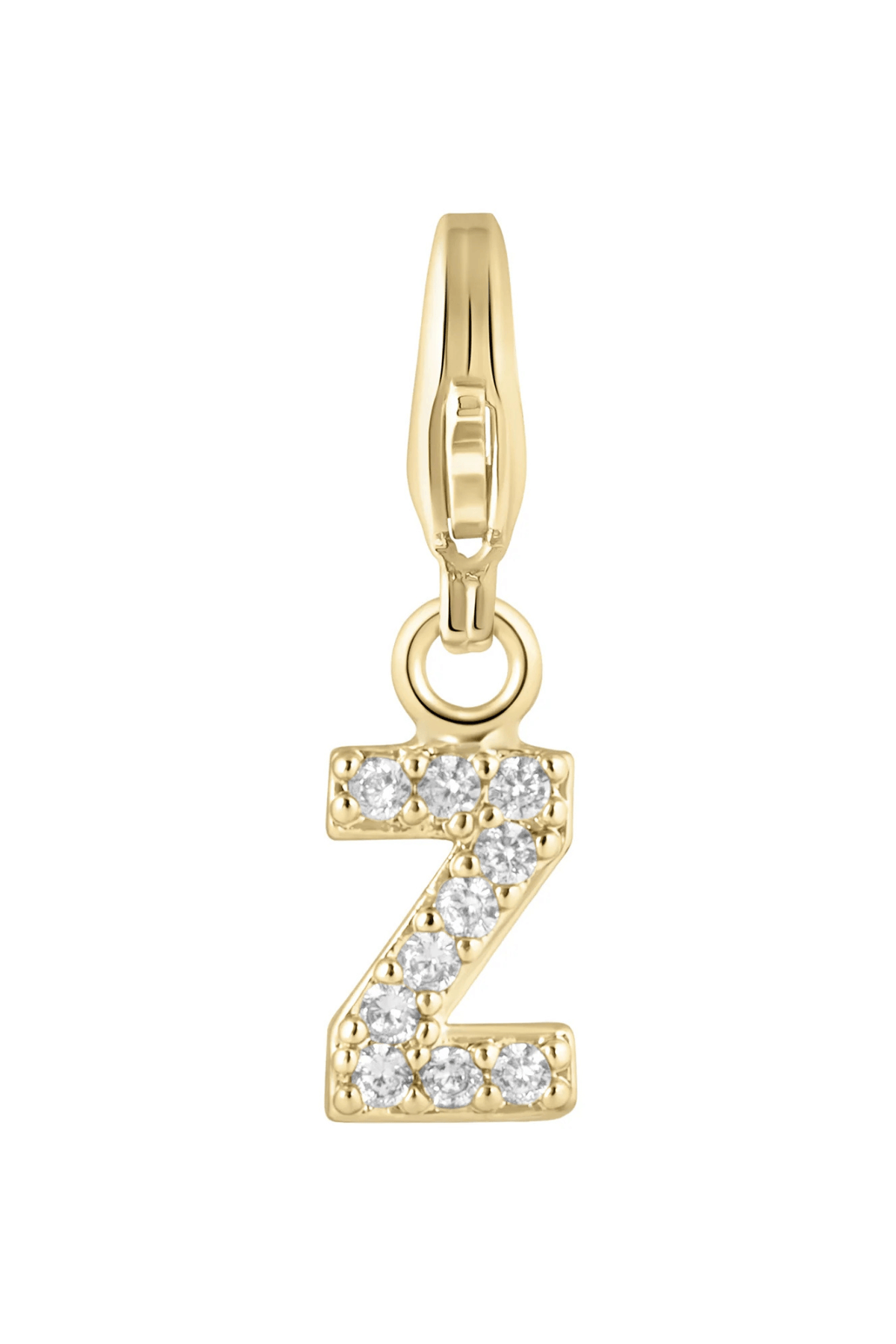 Gold-tone Z initial charm with clear crystal accents