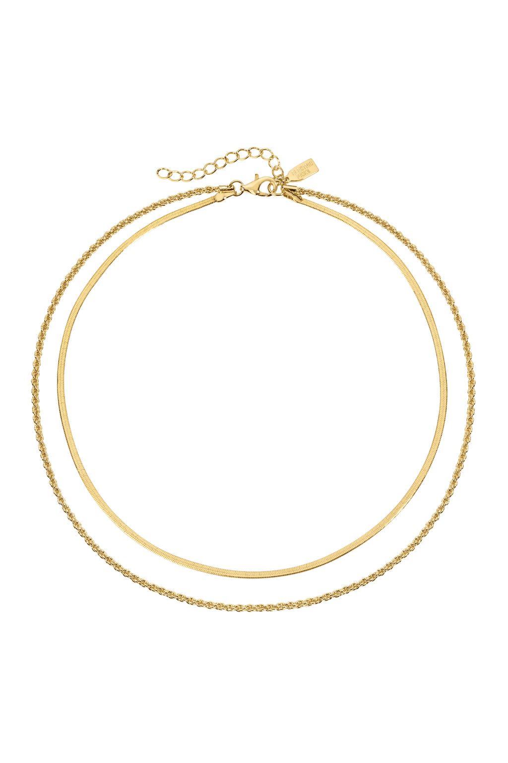 Gold double-layer chain necklace with small pendant detail