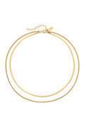 Gold double-layer chain necklace with small pendant detail