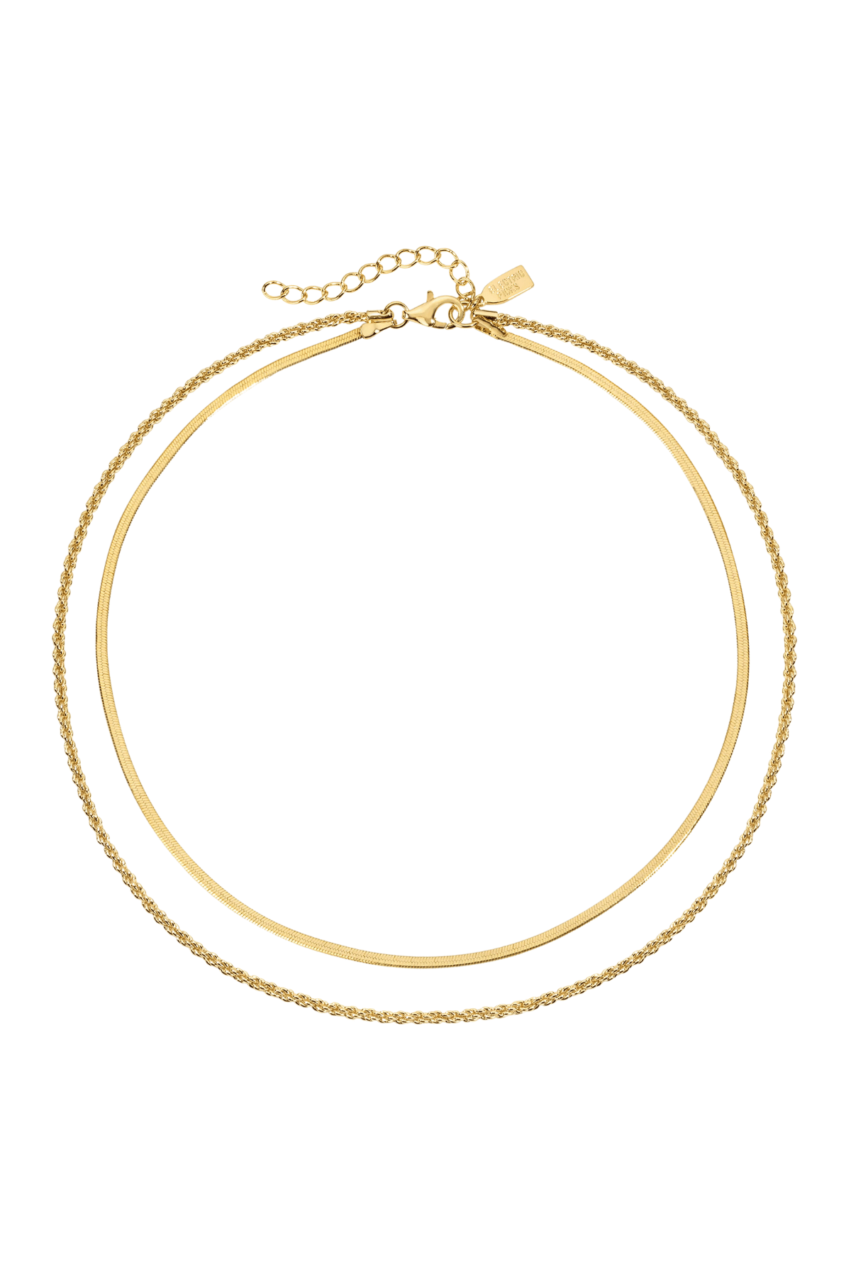 Gold double-layer chain necklace with small pendant detail