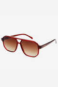 Dark cherry aviator sunglasses with gradient brown lenses