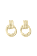 Gold mini knocker hoop earrings with ridged top and circular ring