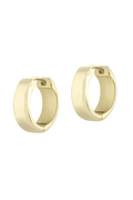 Gold hinged hoop earrings with squared interior cutout