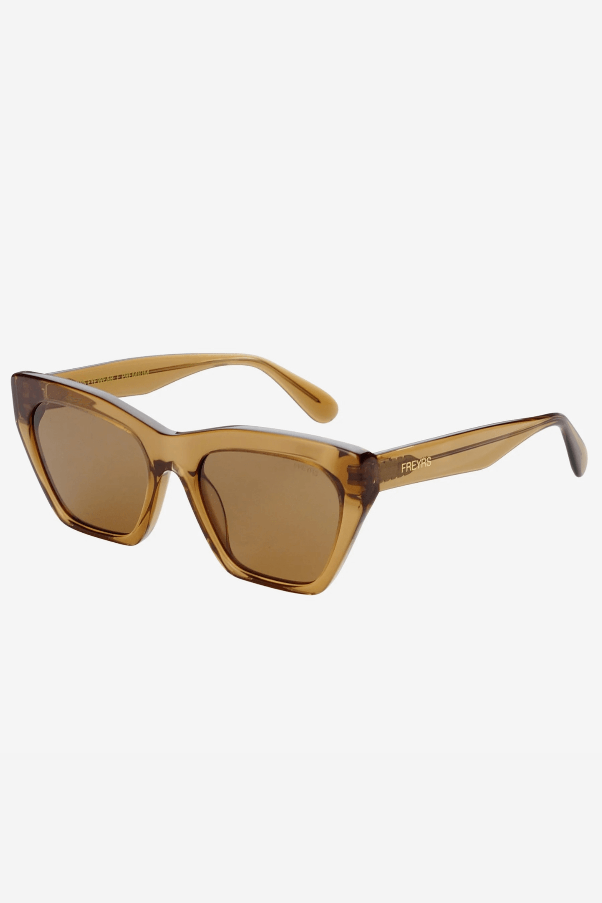 Brown cat-eye sunglasses with tortoise frame and amber tinted lenses