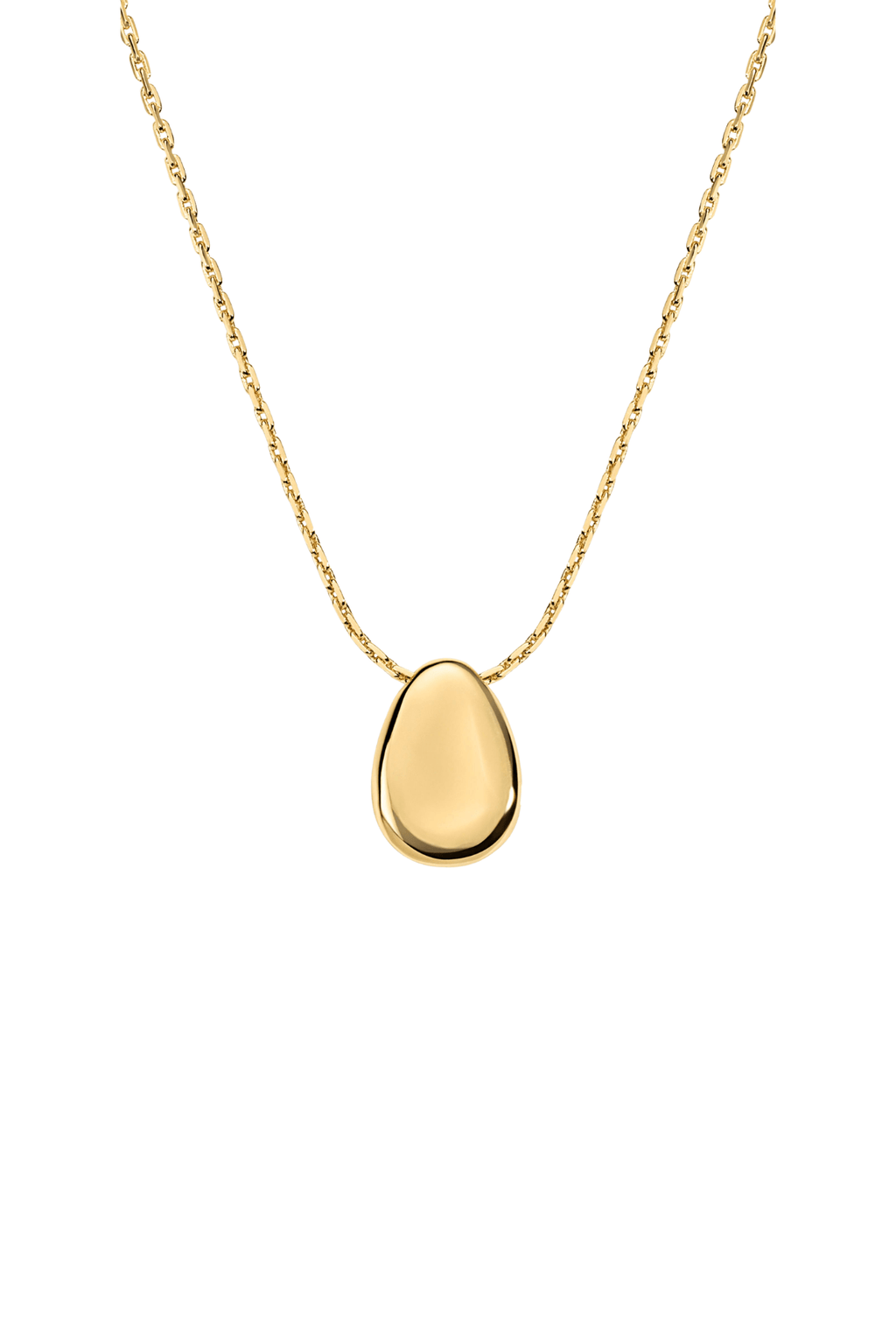 Gold chain necklace with smooth teardrop pendant