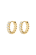 Gold-tone hoop earrings with sparkling round stones and clustered hoop detail