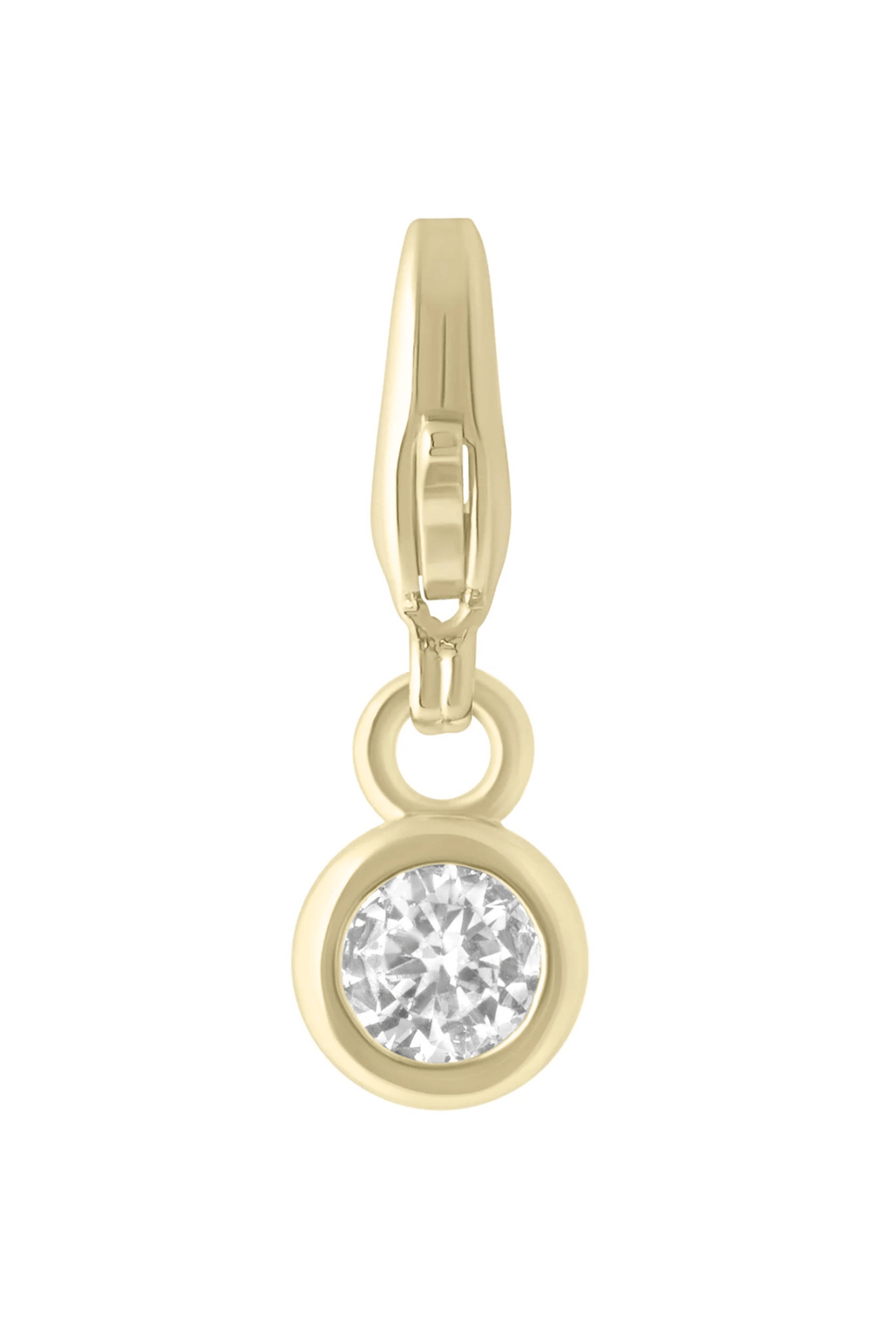 Gold-tone round crystal charm with loop clasp