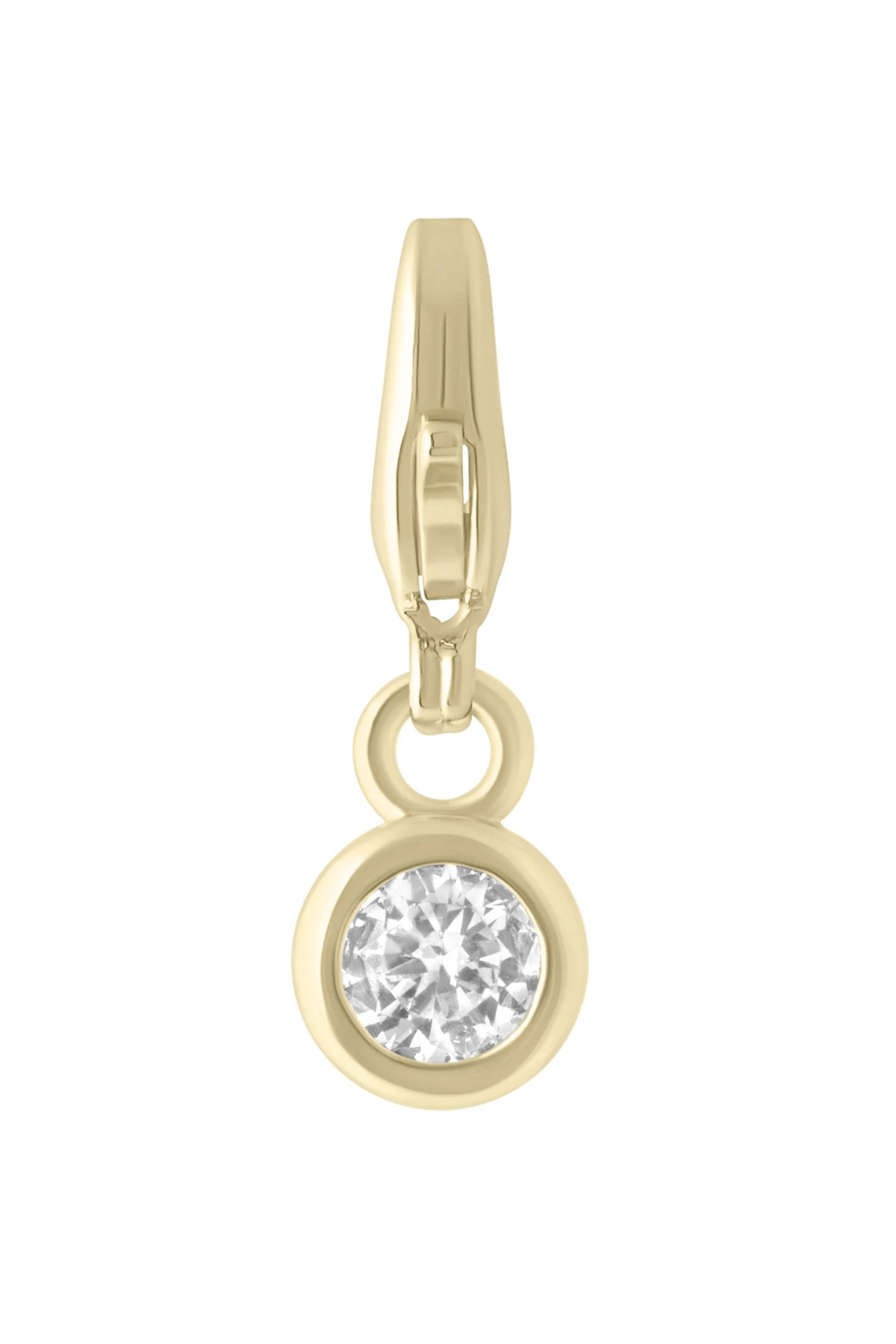 Gold-tone round crystal charm with loop clasp