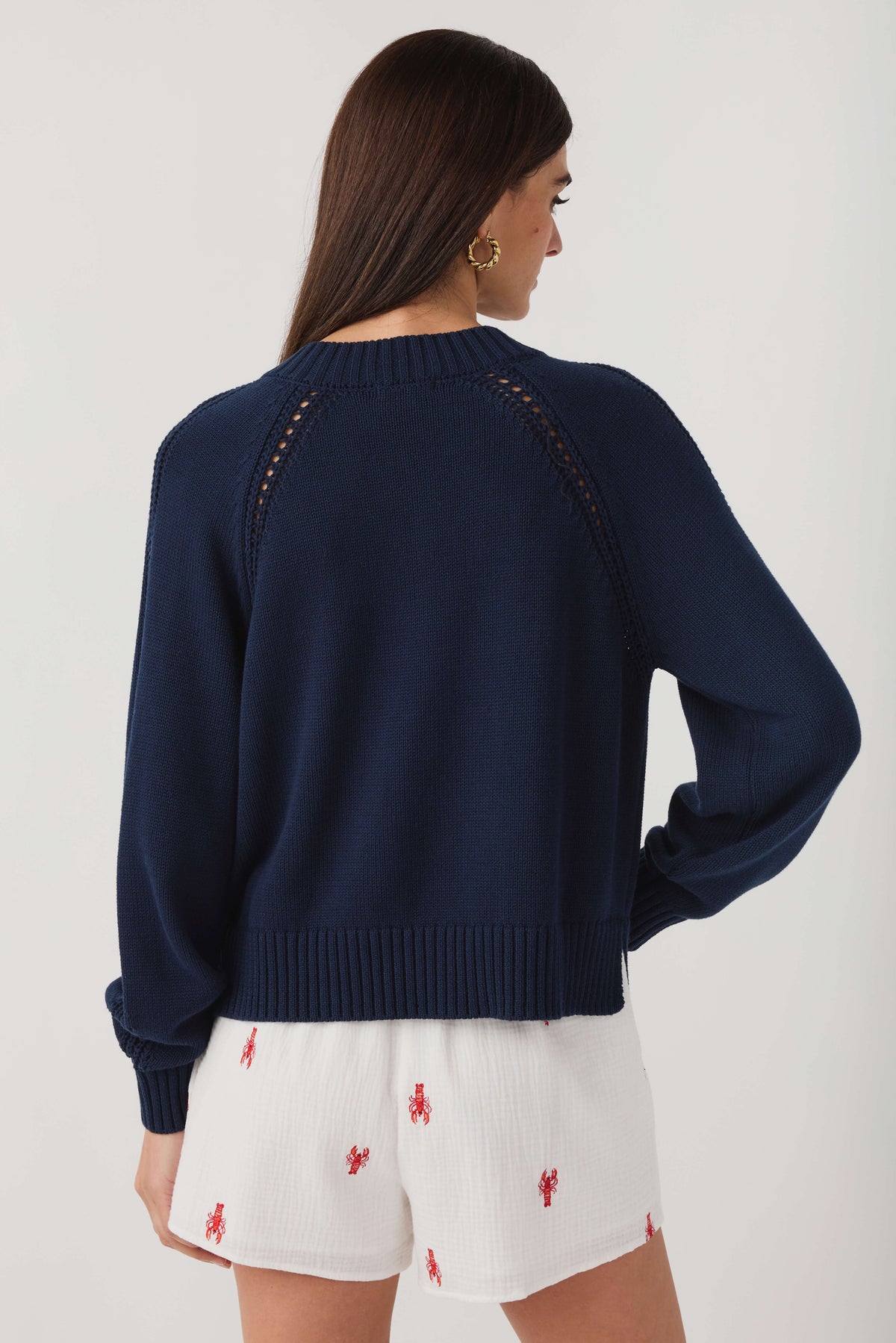 Z Supply Stratton V-neck sweater, navy knit with ribbed hem and cuffs