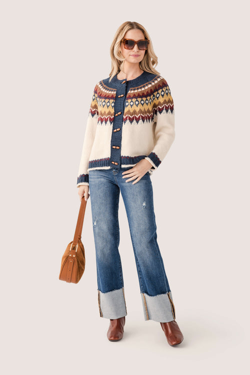 Risen Scout large-cuffed jeans, dark blue denim with contrast light cuff panels