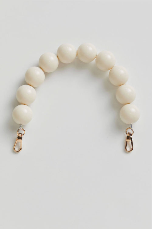 White beaded strap with two gold-tone lobster clasps